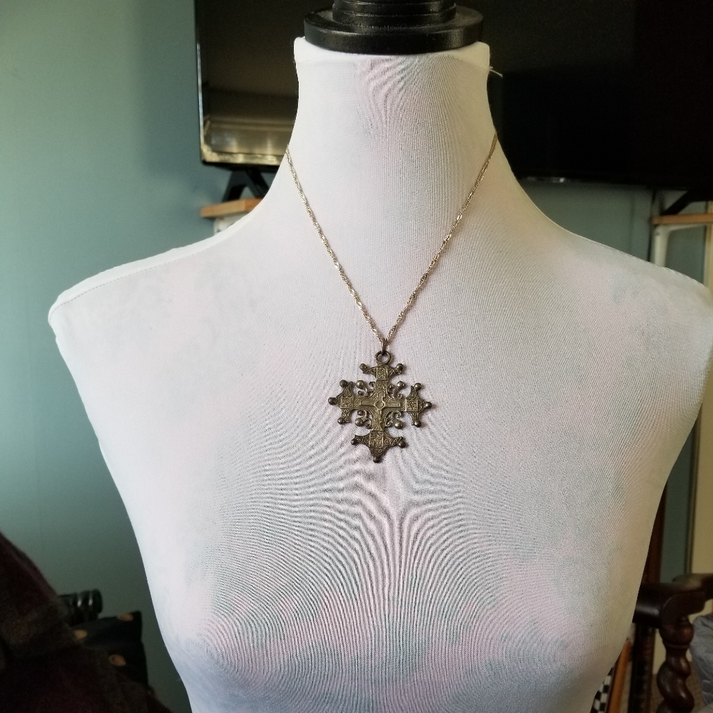 Relisted -Vintage Coppini cross necklace 800 silver bros Christian renaissance - Picture 3 of 17